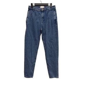 ASOS DESIGN Men's double pleat jeans in Med  blue 30 x 34